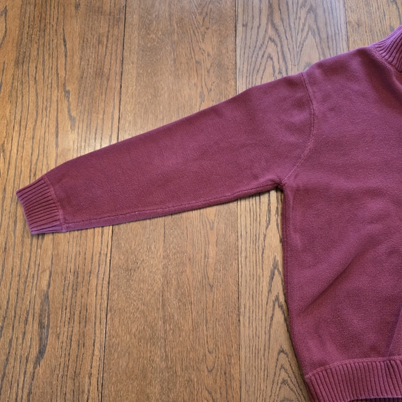Eddie Bauer Burgundy Quarter Zip Cotton Sweater Pullover Large - Picture 5 of 8